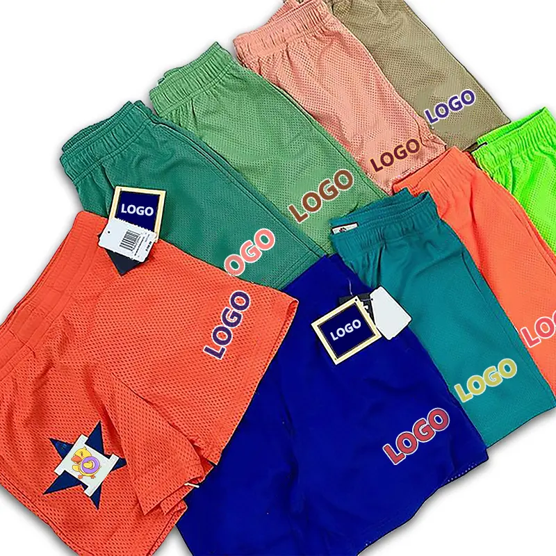 Pantaloncini a rete da uomo con tasca a sublimazione per allenamento in palestra in poliestere di alta qualità con Logo personalizzato OEM