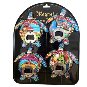 Оптовая продажа, пляжные сувениры из МДФ, эпоксидные 3D-магниты на холодильник, гавайский сувенир, черепаха, магнит, открывалка для бутылок, гавайский сувенир - Product Image 1