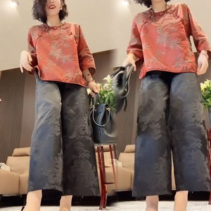 Women's Two Piece Set Loose Fit Three Quarter Sleeve Tops And Pants Casual Suit For Leisure Four Seasons Wear - Product Image 3