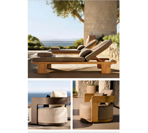 Tavolino da Caffè in Legno di Teak e Alluminio, Divano Console di Lusso per Patio, Giardino e Sala da Pranzo all'Aperto - Product Image 3