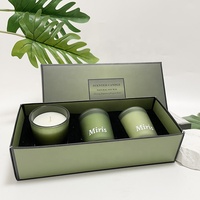 Lot de 3 bougies parfumées en verre coloré, étiquette privée, bougies en cire de soja biologique personnalisées, emballages en gros, coffret cadeau de luxe