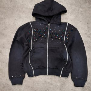 Sweat à capuche zippé en coton de haute qualité pour hommes, style <span class=keywords><strong>streetwear</strong></span>, broderie personnalisée, effet délavé vintage, fabricant de sweats à capuche, <span class=keywords><strong>marque</strong></span> <span class=keywords><strong>streetwear</strong></span> - Product Image 1