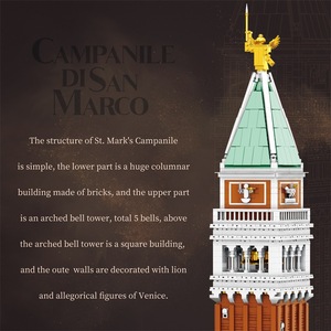 Reobrix St. Mark's Campanile <b>Plastic</b> Building <b>Blocks</b> 800+ Pieces Architectural Model Desktop Ornament Toy for Ages 10+ - Product Image 4