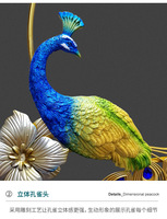 Nordische moderne Luxus Metall 3D Pfau Wanduhr Single Face abstrakte Nadel Display Art Deco Design für Wohnzimmer