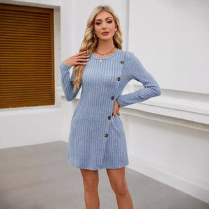 Vente en LI-ZD005 de vêtements pour femmes automne hiver robes <span class=keywords><strong>pull</strong></span> pour femmes col rond à manches longues robes pour femmes Slim Fit - Product Image 1