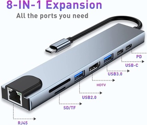 Hub <span class=keywords><strong>USB</strong></span>-C 8 en 1, Adaptador de Tipo C a <span class=keywords><strong>USB</strong></span> 3.0, 4K HDTV, PD para iPhone, Macbook Pro/Air - Product Image 2