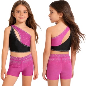 Completo da Danza per Ragazze 6-16 Anni, Top Corto con <span class=keywords><strong>Pantaloncini</strong></span> per Pattinaggio Artistico, Ginnastica, Danza Lirica, Costume per Esibizioni sul Palco - Product Image 5