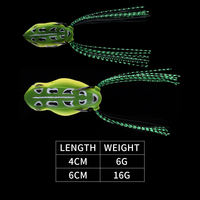 CHEERY Leurre souple de pêche Popper Top Water Hollow Soft Frog Bait, imitation grenouille, leurre nageur artificiel pour poisson-tête-de-serpent