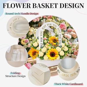 Borsa Regalo Ecologica per Fiori con Logo Personalizzato e Manico, Scatola Impermeabile in Carta per Bouquet, per la Festa della Mamma, Matrimoni e Composizioni Floreali - Product Image 3