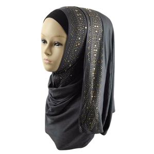 <span class=keywords><strong>Hijab</strong></span>スクエアラインストーンスパンコールイスラム教徒ジャージーヒジャブ女性 - Product Image 3