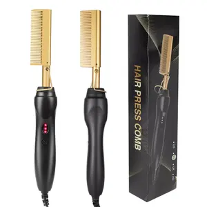 Heated Hotcombs and Curlin Private Label Fast Hair Straightener Pressing Electric Hot Comb Most Popular 500 Degrees Flat Iron