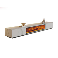 Meuble TV moderne avec flamme simulée, armoire décorative, design de cheminée électrique, table basse avec plateau en marbre rocheux