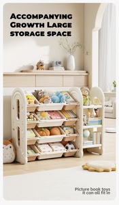 Meuble de <span class=keywords><strong>rangement</strong></span> multi-niveaux moderne pour enfants, grande capacité, bacs en plastique bicolores, étagère pour salle de jeux, <span class=keywords><strong>rangement</strong></span> facile des livres et jouets - Product Image 2
