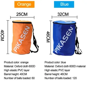 Sac à bandoulière pour balles <span class=keywords><strong>de</strong></span> <span class=keywords><strong>tennis</strong></span> PIKESEN en tissu Oxford orange 600D, pliable, professionnel, grande capacité, 60 balles - Product Image 6