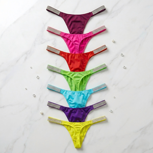 Nouvelle Tendance Culottes Femme Lingerie Sexy String Diamant Respirant <span class=keywords><strong>Strass</strong></span> G-string Lettres Brillantes 2026 - Product Image 2