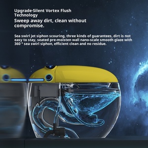 Novo Vaso Sanitário Inteligente de Chão com Design em Formato de Ovo Colorido, Cuba Redonda, Cerâmica Preta, S-Trap e Assento Aquecido - Product Image 2