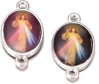 50 pièces de médailles ovales en émail double face, Notre-Dame, centre de chapelet, croix, Jésus, Vierge Marie, catholique, 12x20 mm