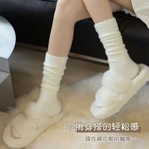 Women's Mid Calf Fleece <b>Socks</b> Thick White Warm Sweat Absorbent Fluffy Autumn <b>Winter</b> <b>Socks</b> - Product Image 4