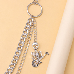 โซ่คาดเอวโครงกระดูก สองชั้น โลหะ ฮิปฮอป แฟชั่นสำหรับทุกเพศ โซ่คล้องตัว โลหะผสมสังกะสี สีขาว K - Product Image 4