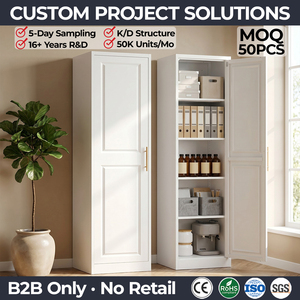 Armoire <span class=keywords><strong>haute</strong></span> en acier à 2 portes, blanche, pour cuisine, buanderie, couloir, salon, meuble de rangement en métal - Product Image 1