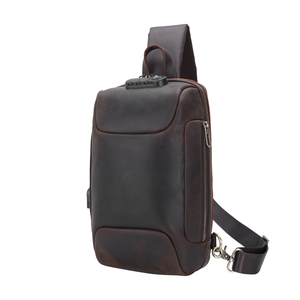 Hommes Vintage Usb Port <span class=keywords><strong>De</strong></span> Charge Unique Épaule Antivol Véritable <span class=keywords><strong>Sac</strong></span> à <span class=keywords><strong>Bandoulière</strong></span> En <span class=keywords><strong>Cuir</strong></span> Avec Verrouillage Par Mot <span class=keywords><strong>De</strong></span> Passe - Product Image 1
