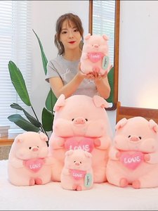 وسادة عناق خنزير عملاقة على شكل قلب من نسيج القطن الناعم مطرز هدية عيد ميلاد من القطيفة ملحق زخرفي للسرير - Product Image 5