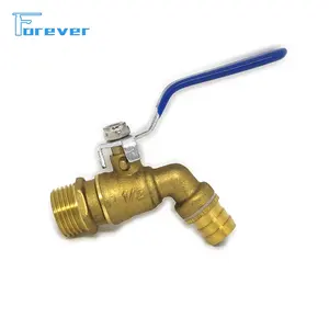 Hot selling 1/2'' thickened Brass color Water nozzle Boiler tap flat iron handle Bibcock