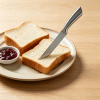 Couteau à pain moderne de 8 pouces, ultra-affûté, en acier inoxydable, dentelé, avec manche creux, idéal pour les gâteaux
