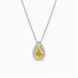 Collier pendentif ethnique de mariage en or blanc 14 carats avec diamant de laboratoire fantaisie taille poire et halo, clarté VVS, de la marque RATAN JEWELS - Product Image 3