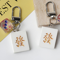 Porte-clés Mahjong Fa avec dés, porte-clés porte-bonheur chinois, breloque de sac, cadeau souvenir, vente en gros