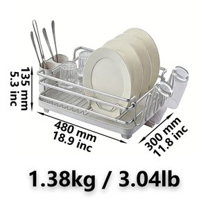 <span class=keywords><strong>Escurridor</strong></span> <span class=keywords><strong>de</strong></span> <span class=keywords><strong>Platos</strong></span> Multifuncional para Cocina, <span class=keywords><strong>de</strong></span> Alta Durabilidad, en Aluminio+ABS+<span class=keywords><strong>PVC</strong></span>, Antideslizante y Antioxidante, con Cesta para Cubiertos - Product Image 2