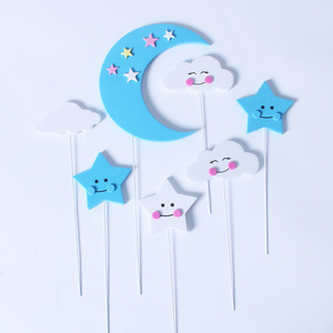 Adornos para Pastel Hechos a Mano con Diseño <span class=keywords><strong>de</strong></span> Estrella, <span class=keywords><strong>Luna</strong></span> y Nube Sonrientes para Baby Shower, Cumpleaños, San Valentín y Decoraciones <span class=keywords><strong>de</strong></span> Graduación - Product Image 6