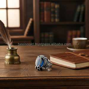 925K Sterling Silver Alif Enamel <b>Men</b> <b>Ring</b> - Product Image 3