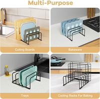 Support de comptoir multifonction Cedar Space pour planches à découper, porte-couteaux, support pour couvercles de casseroles, boîte pour couvercles de poêles, égouttoir à couverts et plateau à ustensiles