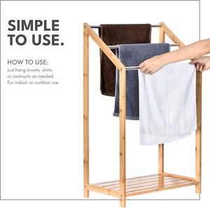 <span class=keywords><strong>Support</strong></span> d'accessoires de bain moderne en bambou pratique pour la maison Porte-serviettes en <span class=keywords><strong>échelle</strong></span> avec fonction de rangement pour la salle de bain - Product Image 3