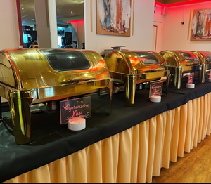 Buffect Catering - Recipientes para Calentar Comida Rectangulares Dorados de Acero Inoxidable de 9L con Tapa Enrollable y Cubierta de Vidrio - Product Image 2