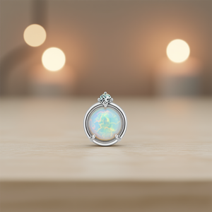 Hijunmi <b>D</b> Shaped Nose Ring 10mm Gold Plated Stainless Steel Opal With Moissanite Classic Body Jewelry For Men And Women - Product Image 2