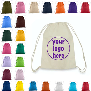 กระเป๋าเป้ผ้าใบคอตตอนพร้อมโลโก้กระเป๋าเป้แบบหูรูดทำจากผ้าฝ้ายใช้ซ้ำได้และทนทาน - Product Image 6