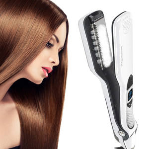 Elektrische Haar glättung bürste Schnelle Aufwärm einstellung Keramik Dampf Haar glätter Flacheisen - Product Image 2