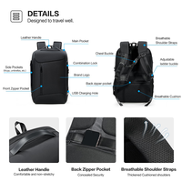 Sac à dos de voyage antivol pour homme avec logo personnalisé, résistant à l'eau, pour ordinateur portable 15 pouces, grande capacité, idéal pour les affaires et les trajets quotidiens