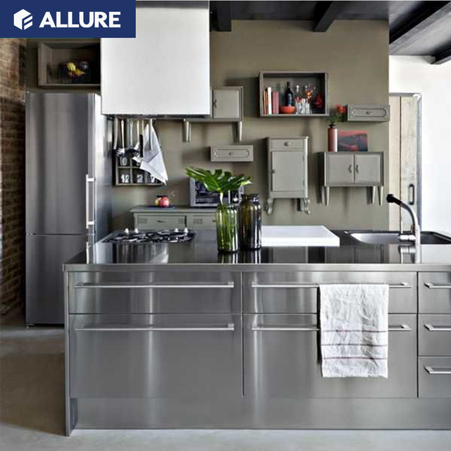 Allure Cabinet Furniture L Shaped Kitchen Stainless Steel Modern Customized Durable Stainless Steel Single Bowl Kitchen Sink