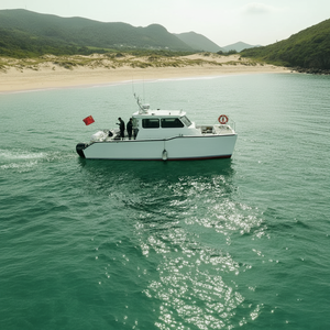 Bateau de pêche catamaran <span class=keywords><strong>en</strong></span> aluminium soudé DK-CM32 de 32 pieds, coque <span class=keywords><strong>en</strong></span> V profond, stabilité supérieure, bateau rapide offshore, hors-bord, tourisme, sport - Product Image 1