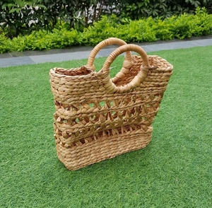 Sac fourre-tout en jacinthe d'eau tissé à la main, écologique, avec logo personnalisé, pour cadeaux promotionnels, marques de mode - Product Image 3