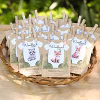 Carte de vœux en papier semence biodégradable personnalisée avec graines de fleurs sauvages pour baby shower sur le thème des animaux, idéale comme cadeau pour les invités