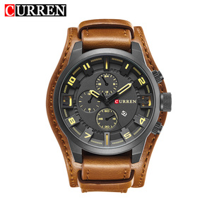 8225 CURREN Mens Luxury Watch Alloy <b>Case</b> Leather Strap 20mm Quartz Fashion Casual Business Sport Waterproof - Product Image 1