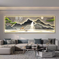 Horloge Murale Moderne en Verre LED, Cadre Photo Nordique, Affiche en Porcelaine Cristalline, Décoration Murale pour Salon, Vente en Gros Usine