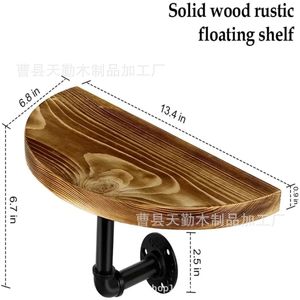 Étagère murale ovale en bois et fer forgé, support pour pot de fleurs, décoration intérieure, porte-bougie - Product Image 5