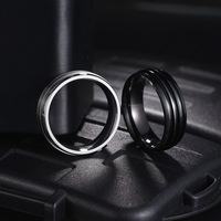 Hochwertige 8mm gerillte Inlay-Ringe Ti Edelstahl Mehr farben Core Blank Ring Schmuck Herren