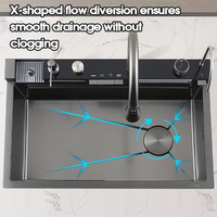 Robinet thermostatique multifonction intelligent OEM fait main pour évier de cuisine rectangulaire en acier inoxydable poli
