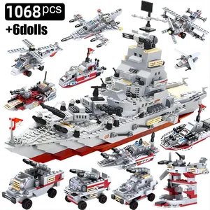 Военно-Морская колесница, армейская лодка, модель самолета, военные строительные блоки, конструктор для мальчиков, игрушки, рождественские подарки